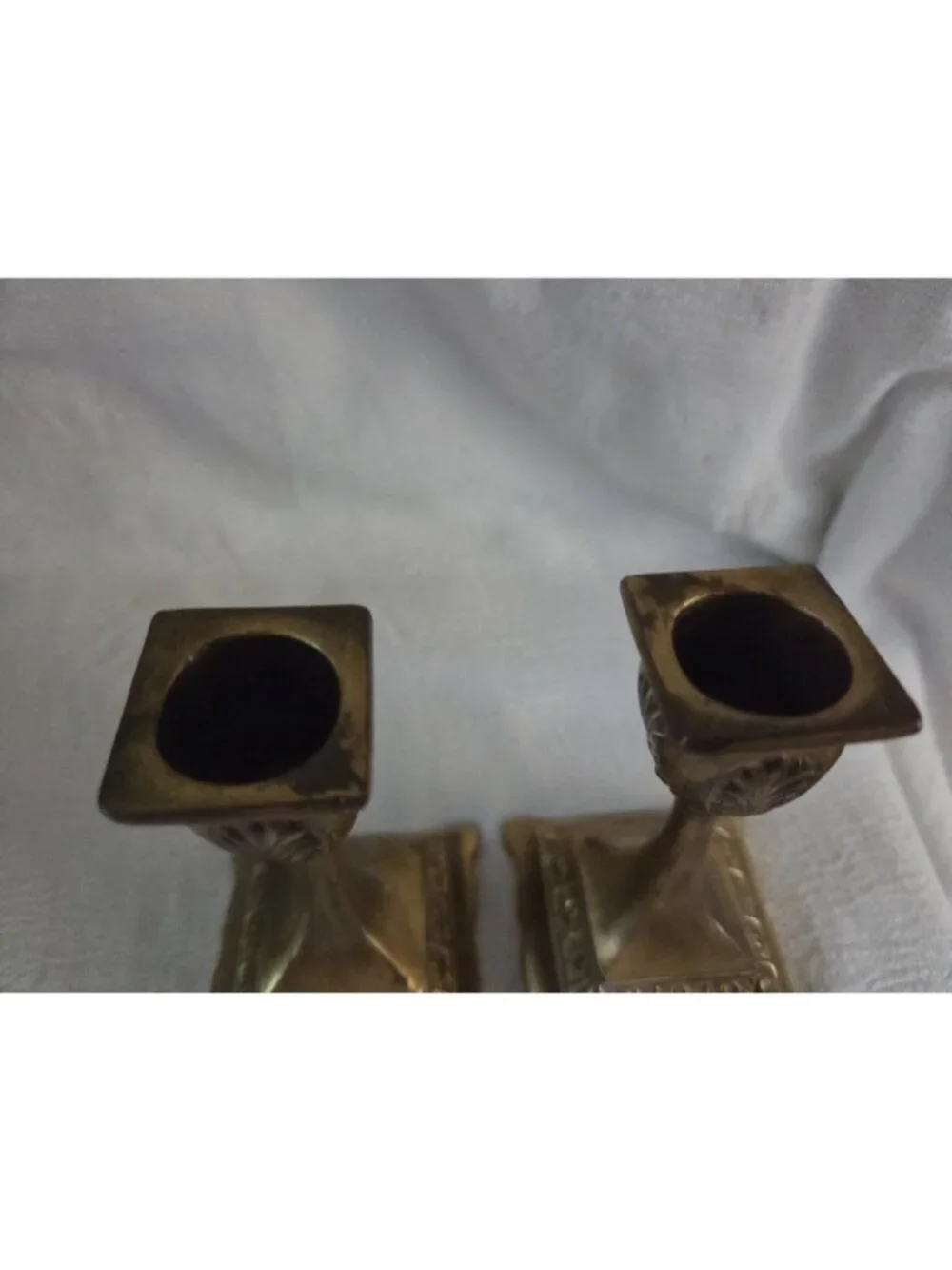 Pair Brass Square Candlestick Holders  Taper Candle Traditional Style 4